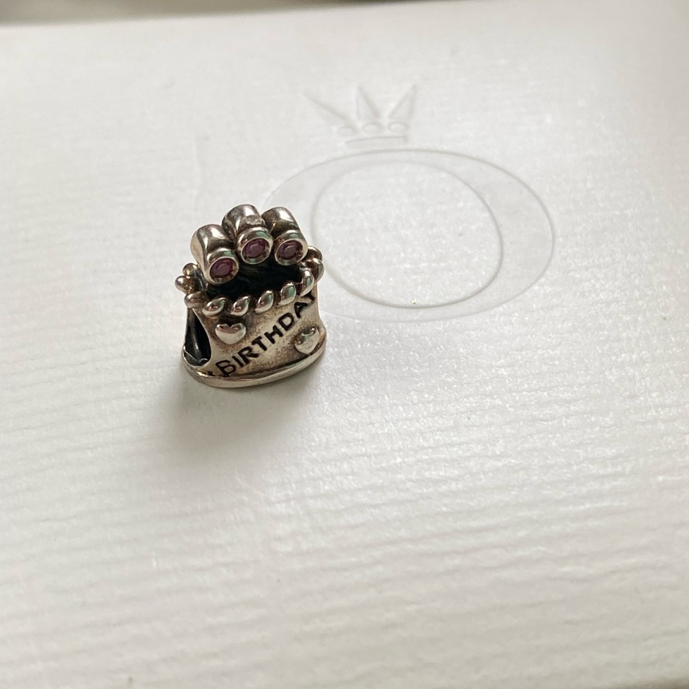 Pandora Happy Birthday charm with pink stones